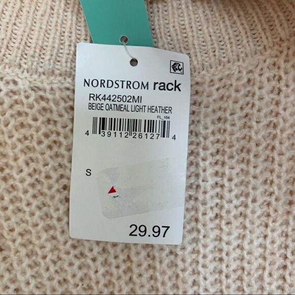 Abound Beige Oatmeal Light Heather Cozy Mock Neck Dolman Tunic Sweater - Picture 8 of 8